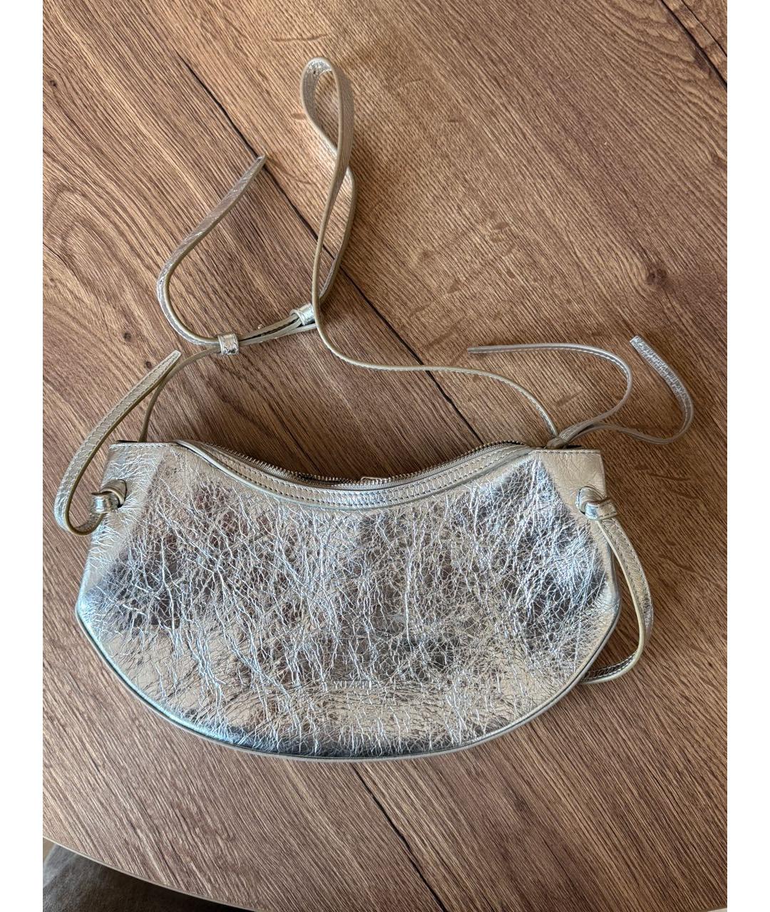 YUZEFI Серебряная кожаная сумка с короткими ручками, фото 6