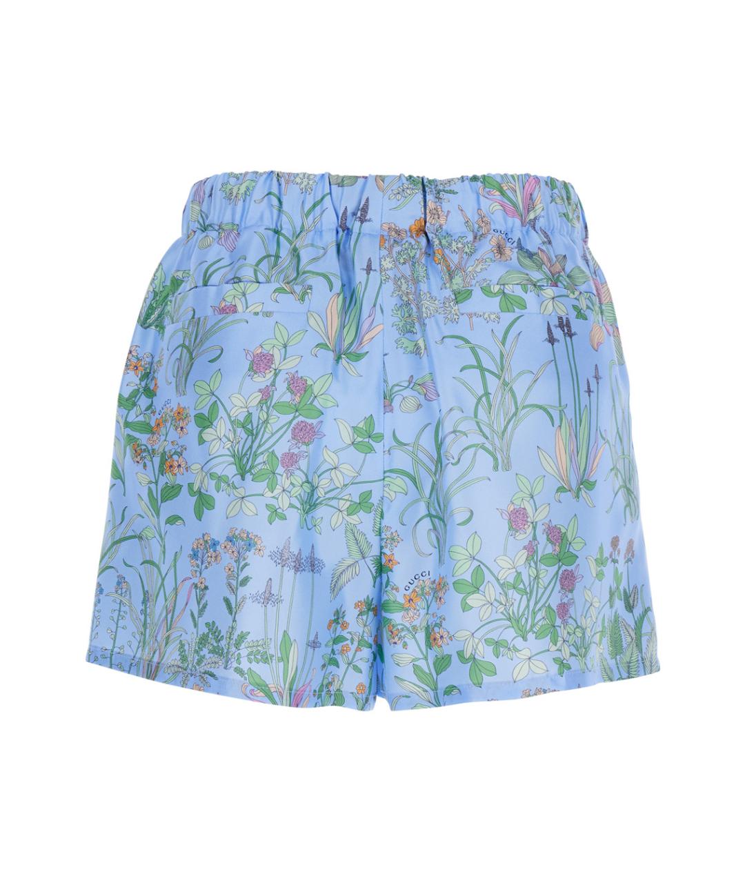 GUCCI Голубые шелковые шорты, фото 2