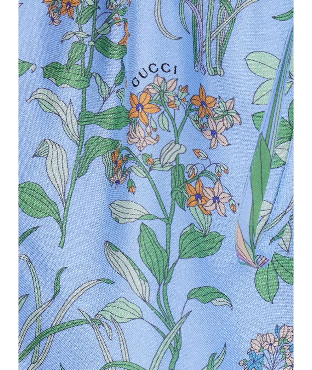 GUCCI Голубые шелковые шорты, фото 3