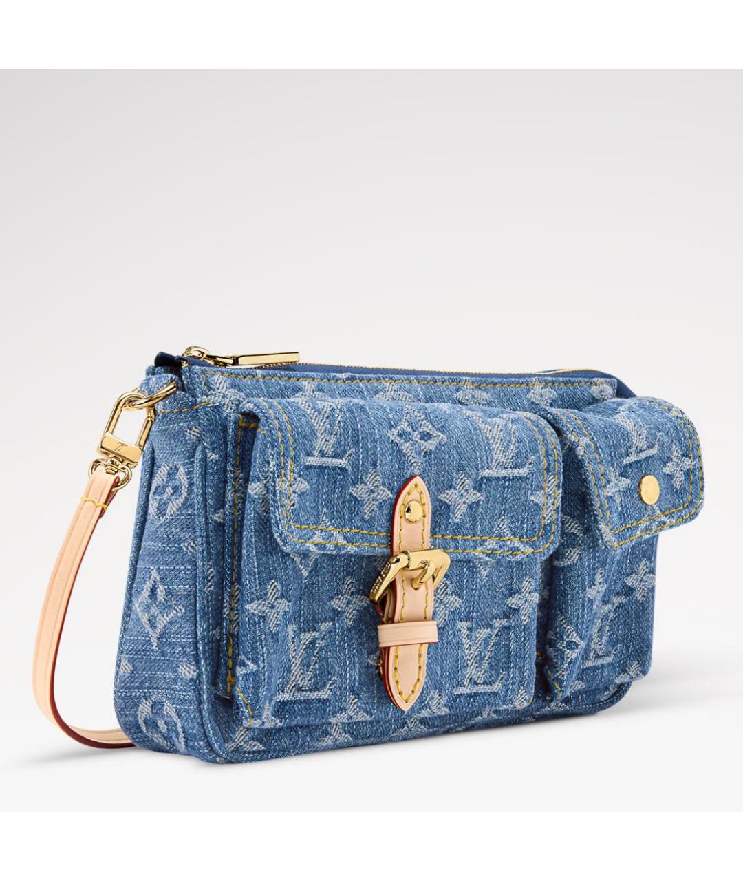 LOUIS VUITTON Синяя деним сумка с короткими ручками, фото 2