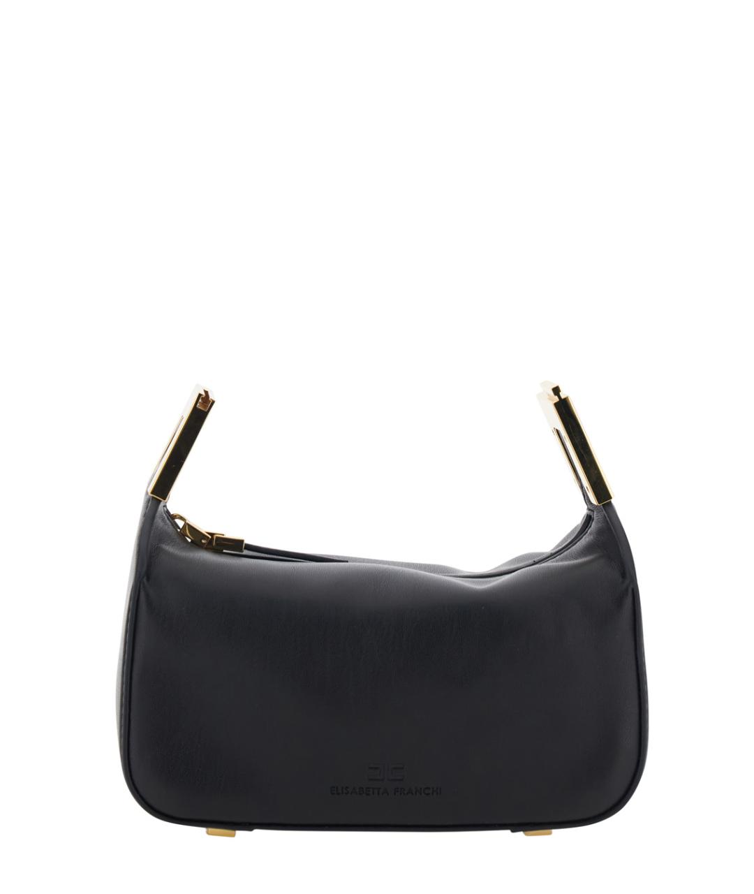 ELISABETTA FRANCHI Черная кожаная сумка с короткими ручками, фото 4