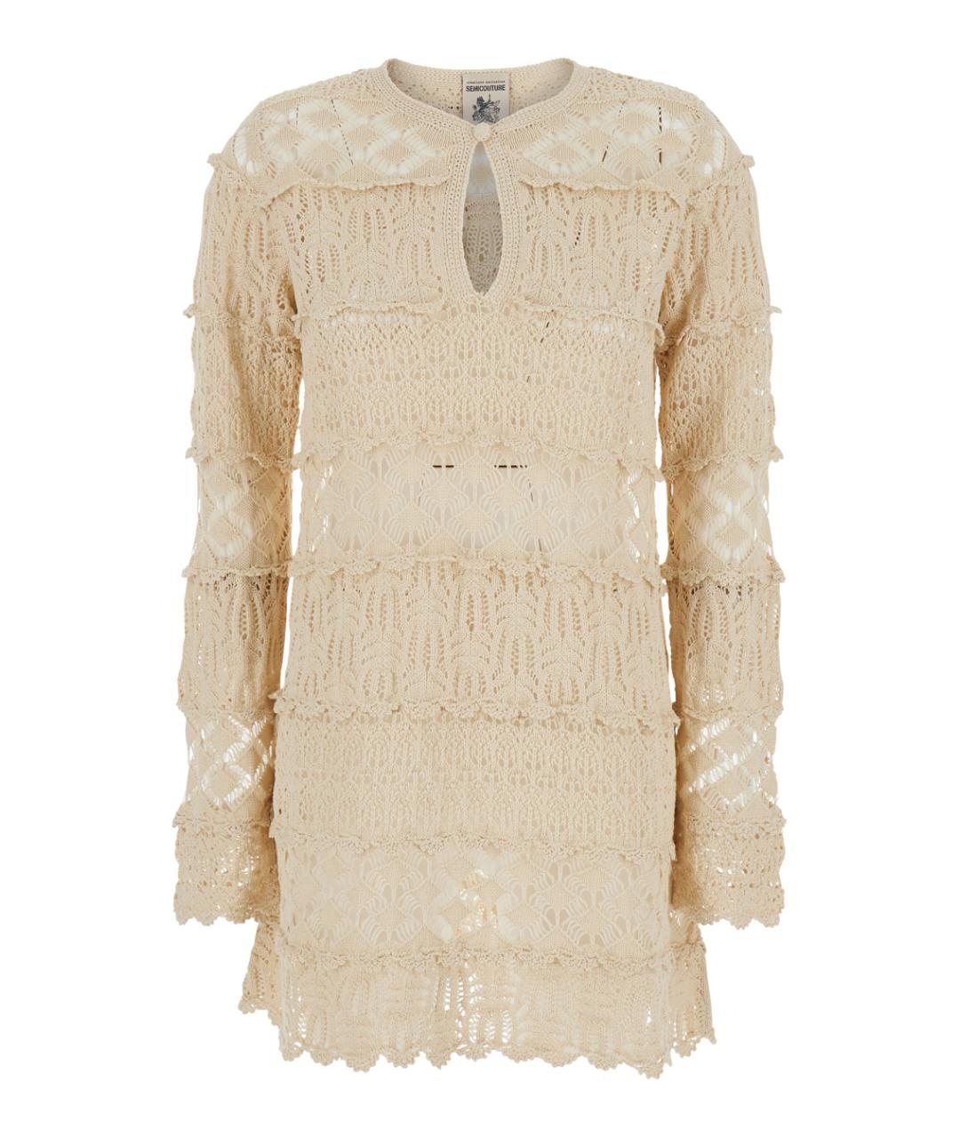 SEMICOUTURE Белое хлопковое повседневное платье, фото 1