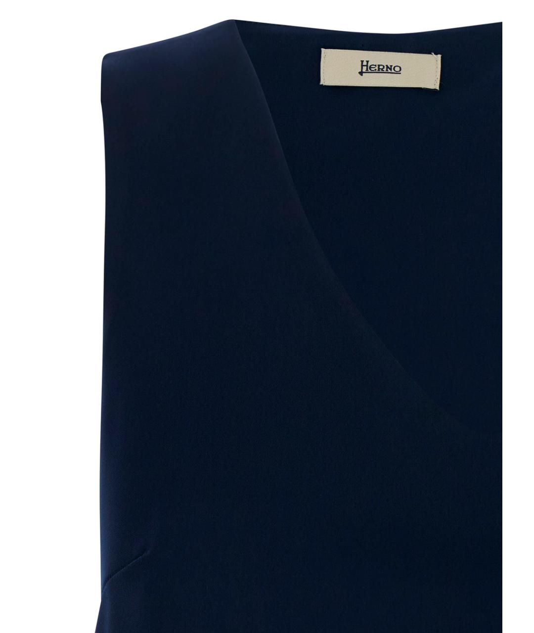 HERNO Темно-синяя полиэстеровая блузы, фото 3