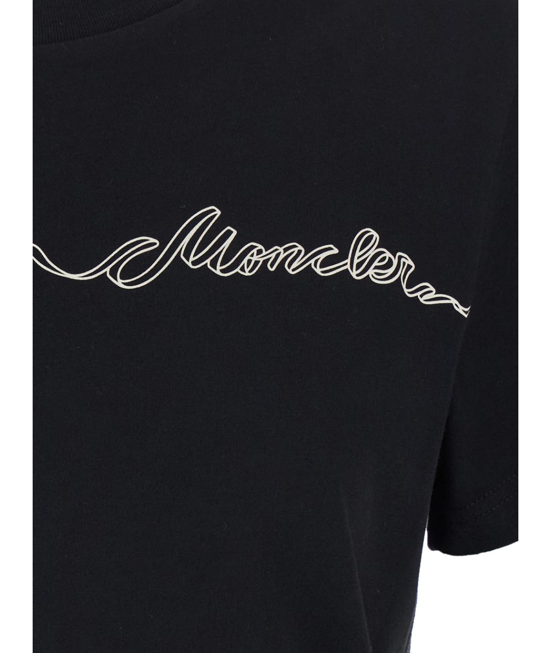 MONCLER Черная хлопковая футболка, фото 3