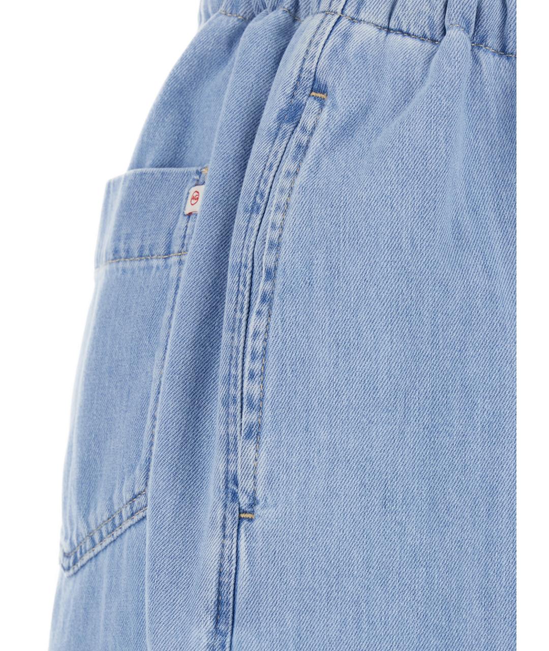 AG JEANS Голубые хлопковые прямые джинсы, фото 3