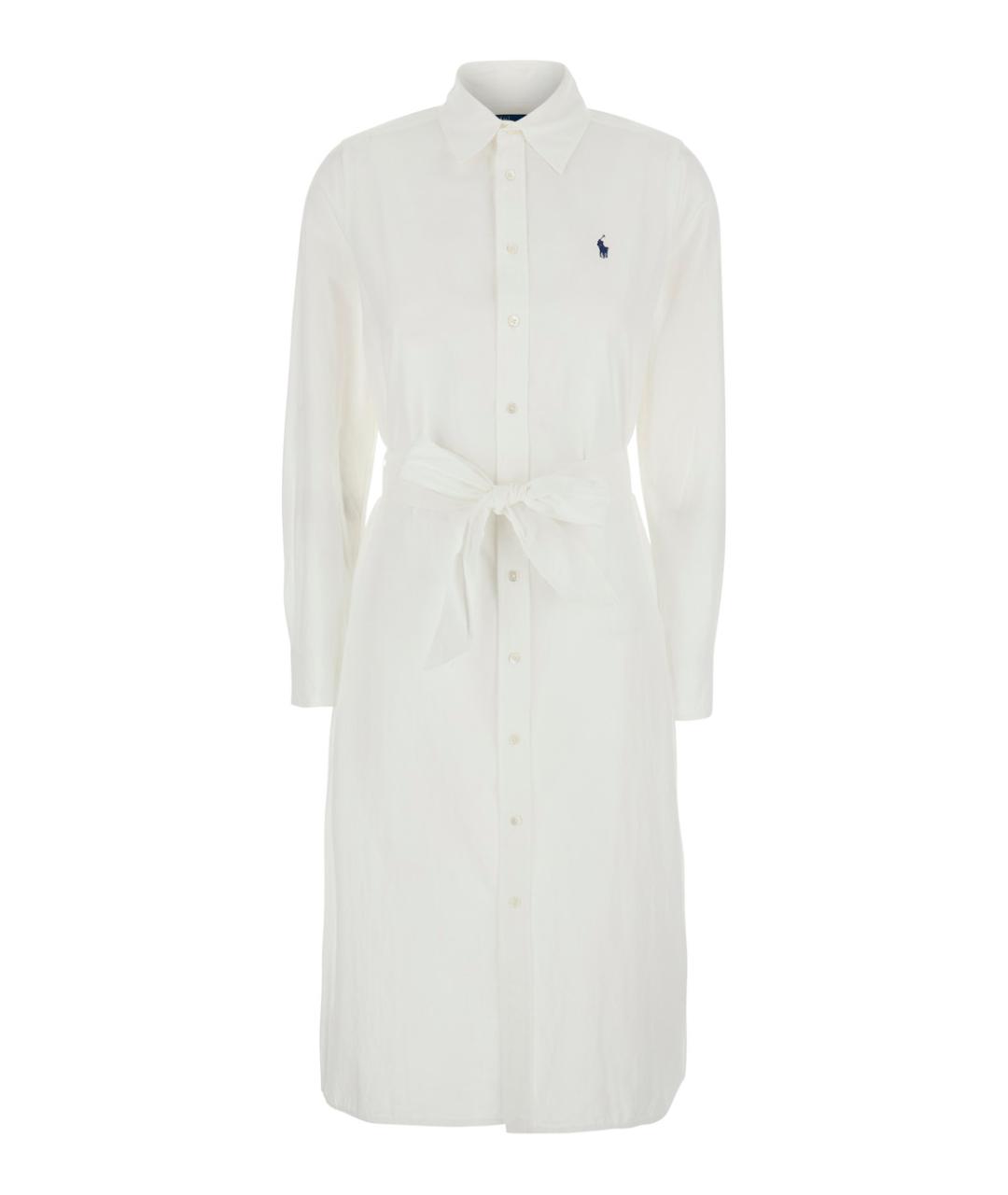POLO RALPH LAUREN Белое хлопковое повседневное платье, фото 1