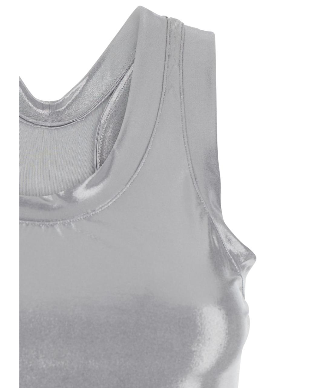 NORMA KAMALI Серебряная хлопковая майка, фото 3