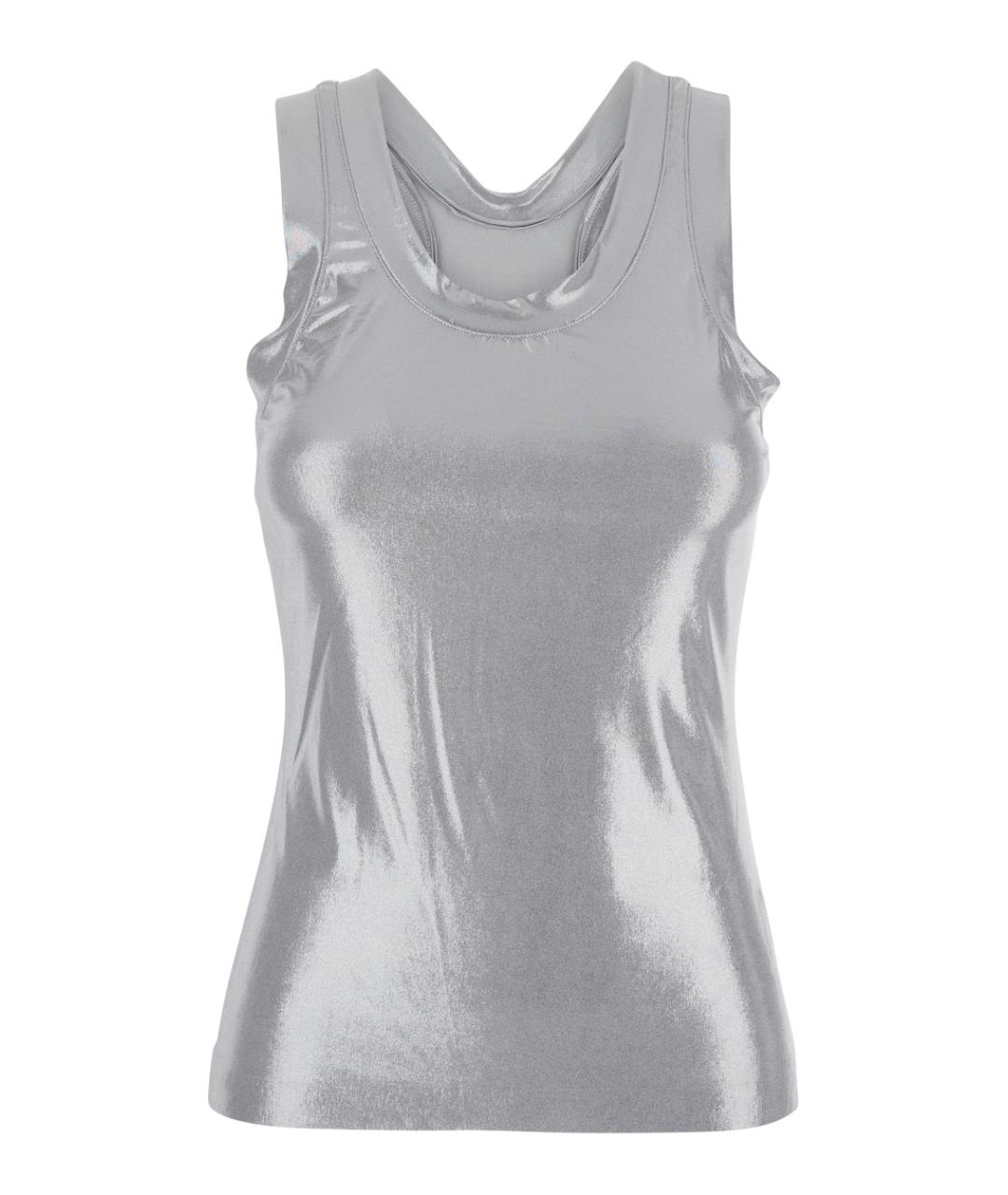 NORMA KAMALI Серебряная хлопковая майка, фото 1