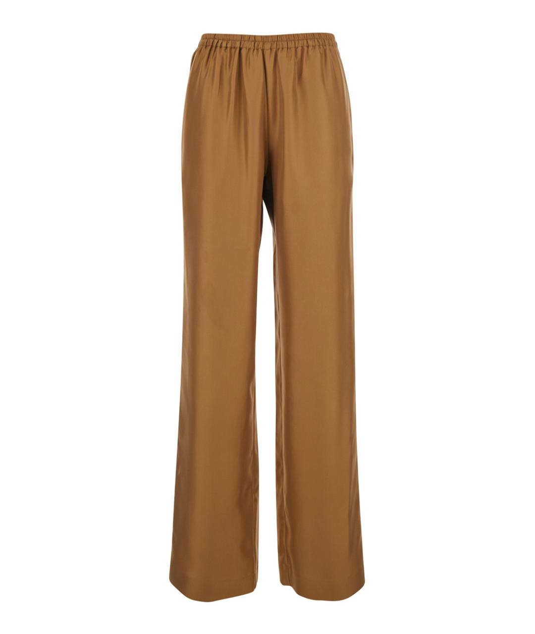 LOULOU STUDIO Коричневые шелковые прямые брюки, фото 1