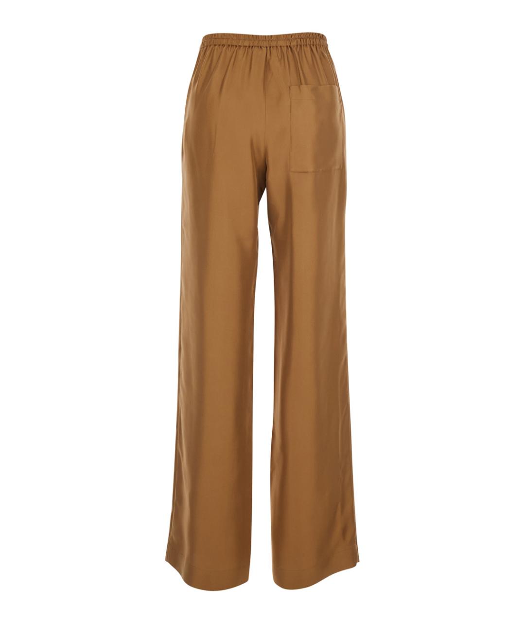 LOULOU STUDIO Коричневые шелковые прямые брюки, фото 2