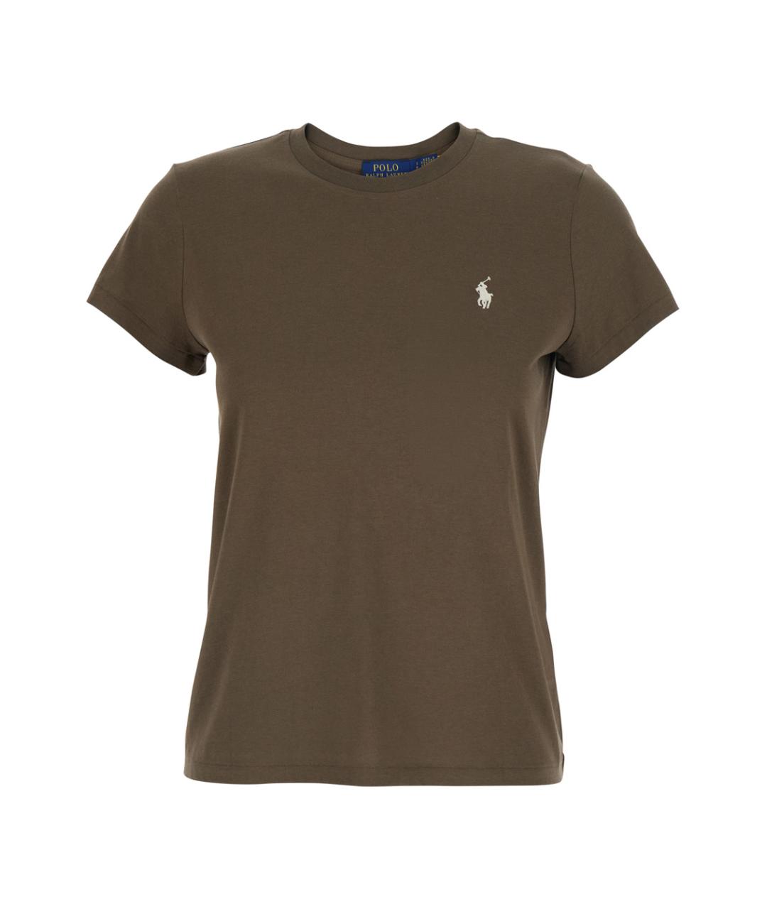 POLO RALPH LAUREN Коричневая хлопковая футболка, фото 1