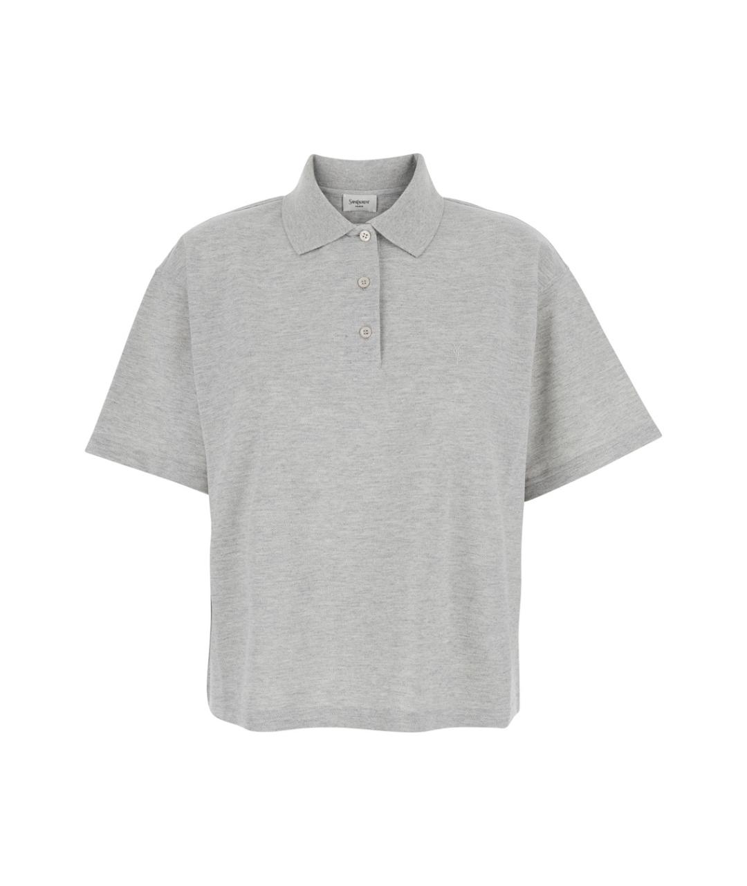 SAINT LAURENT Серая хлопковая футболка, фото 1