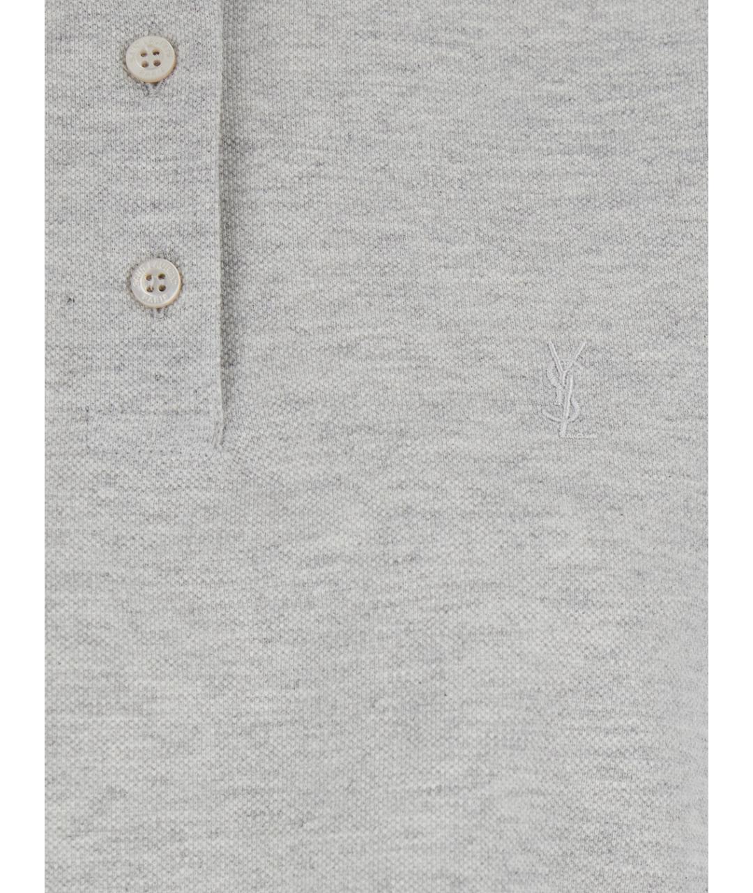 SAINT LAURENT Серая хлопковая футболка, фото 3