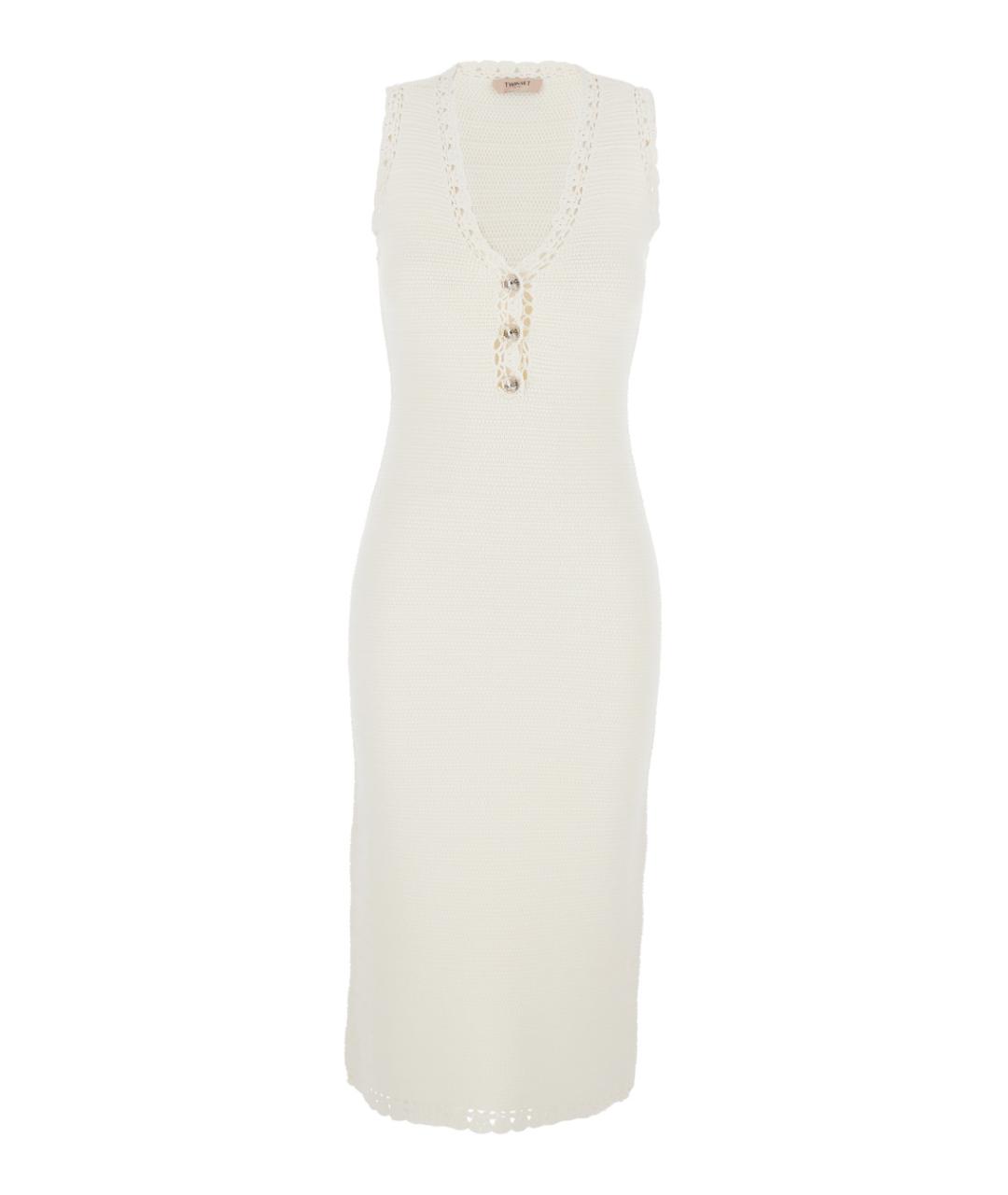 TWIN-SET Белое вискозное платье, фото 1