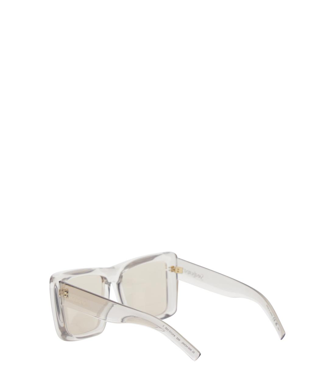 SAINT LAURENT Бежевые пластиковые солнцезащитные очки, фото 2