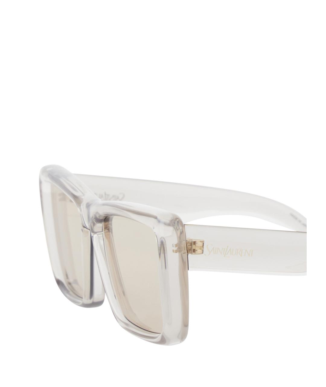 SAINT LAURENT Бежевые пластиковые солнцезащитные очки, фото 3