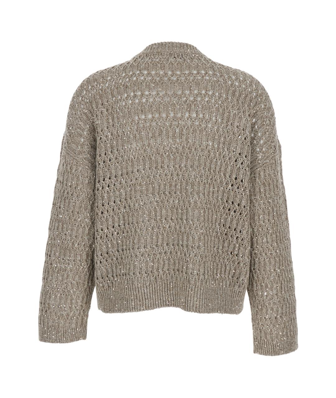 BRUNELLO CUCINELLI Бежевый льняной джемпер / свитер, фото 2