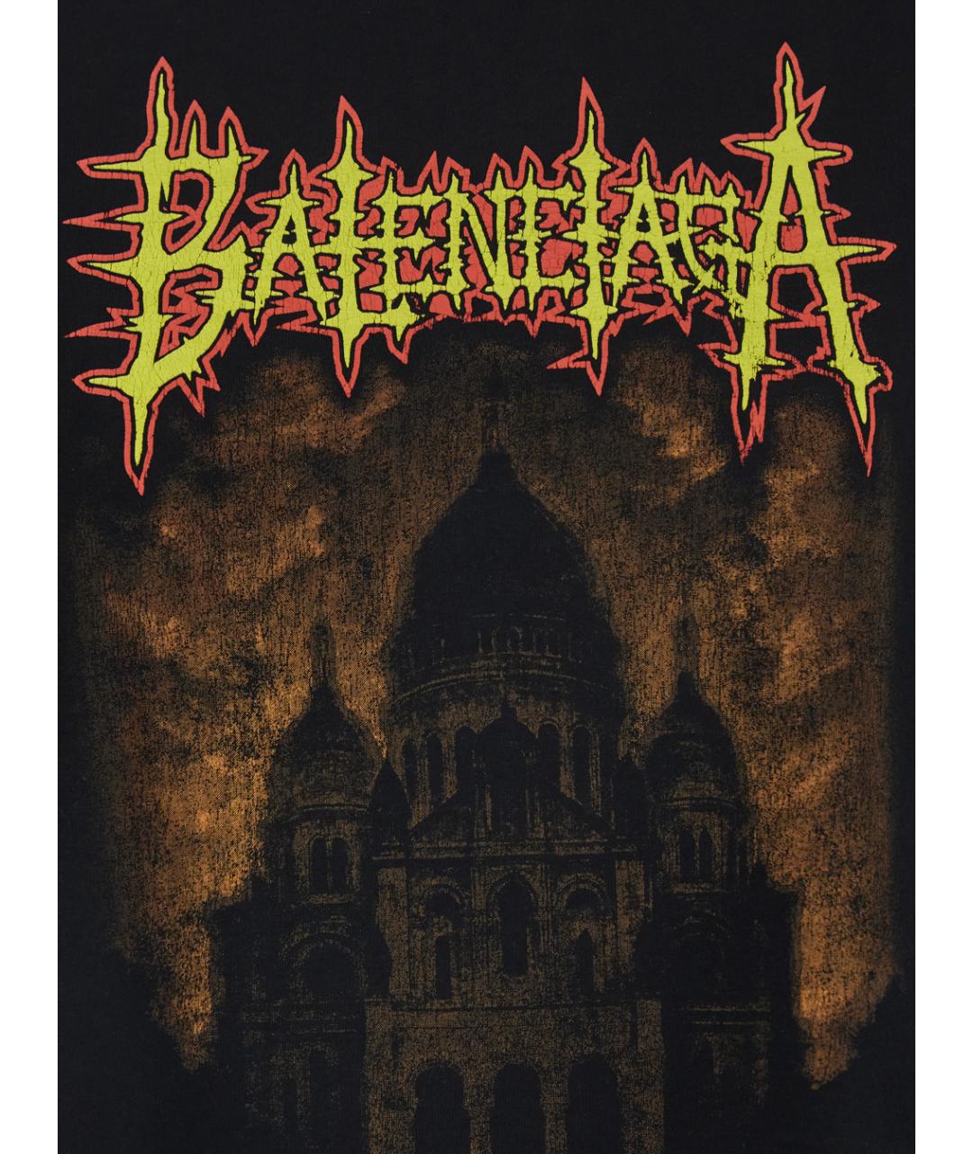 BALENCIAGA Черная хлопковая футболка, фото 3