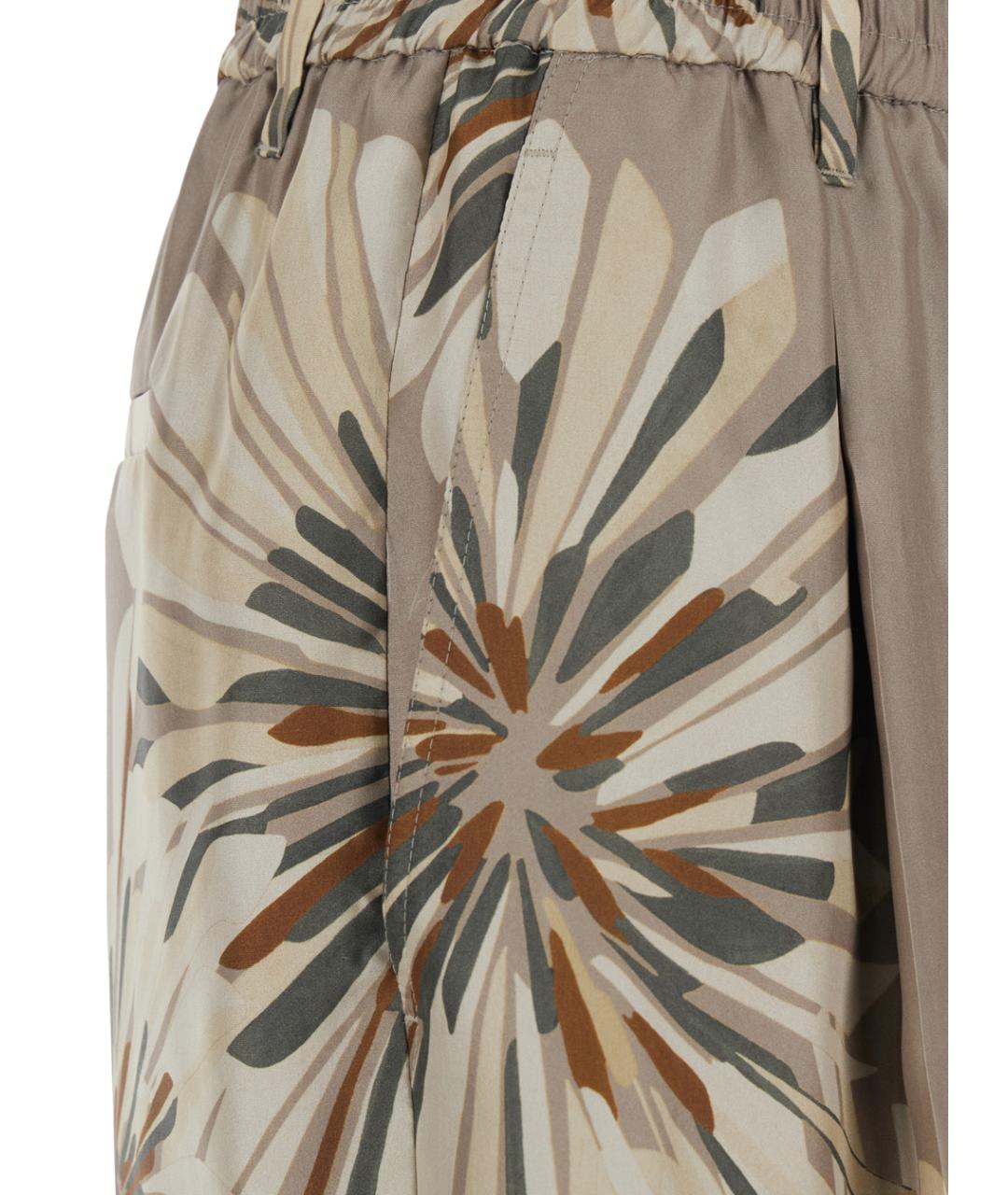 BRUNELLO CUCINELLI Бежевые шелковые прямые брюки, фото 3