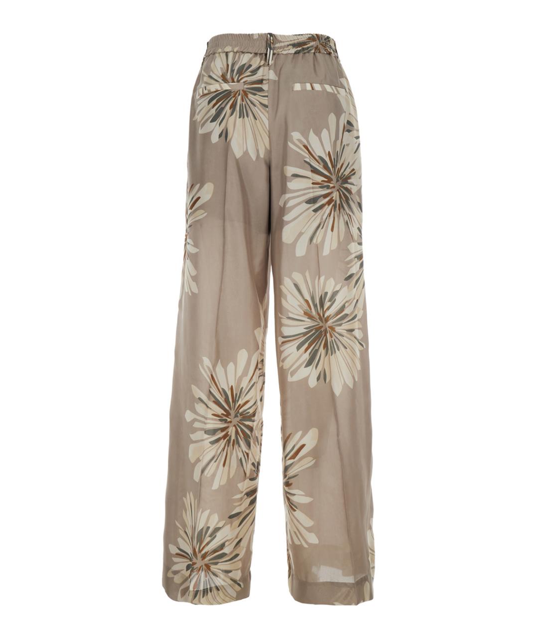 BRUNELLO CUCINELLI Бежевые шелковые прямые брюки, фото 2