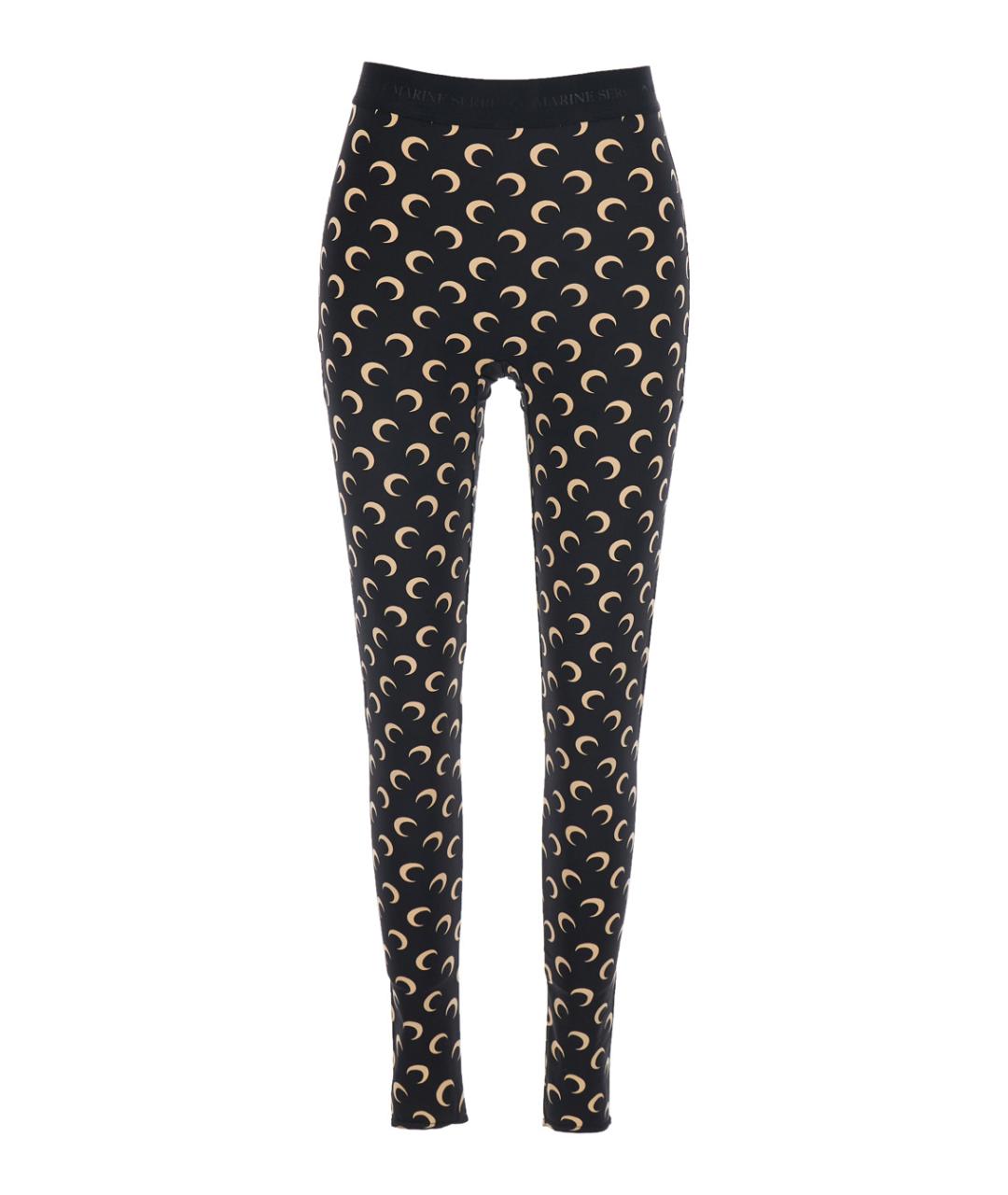 MARINE SERRE Черные полиамидовые леггинсы и велосипедки, фото 1