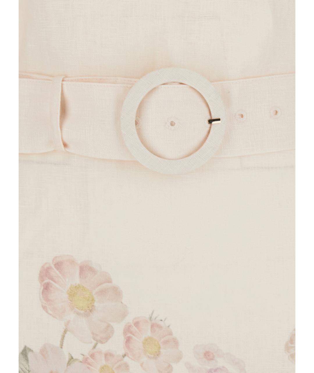 TWIN-SET Бежевое льняное повседневное платье, фото 3