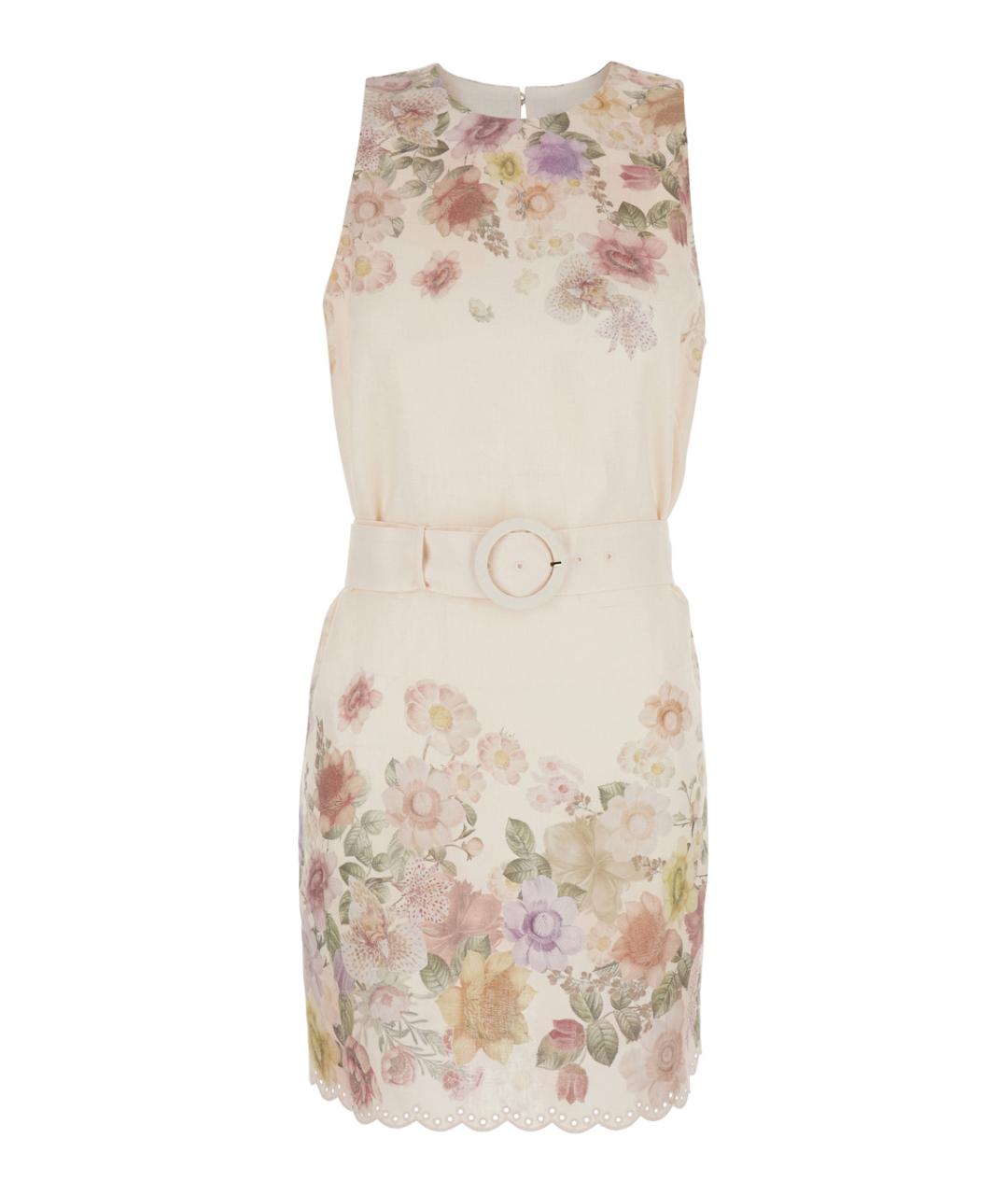 TWIN-SET Бежевое льняное повседневное платье, фото 1