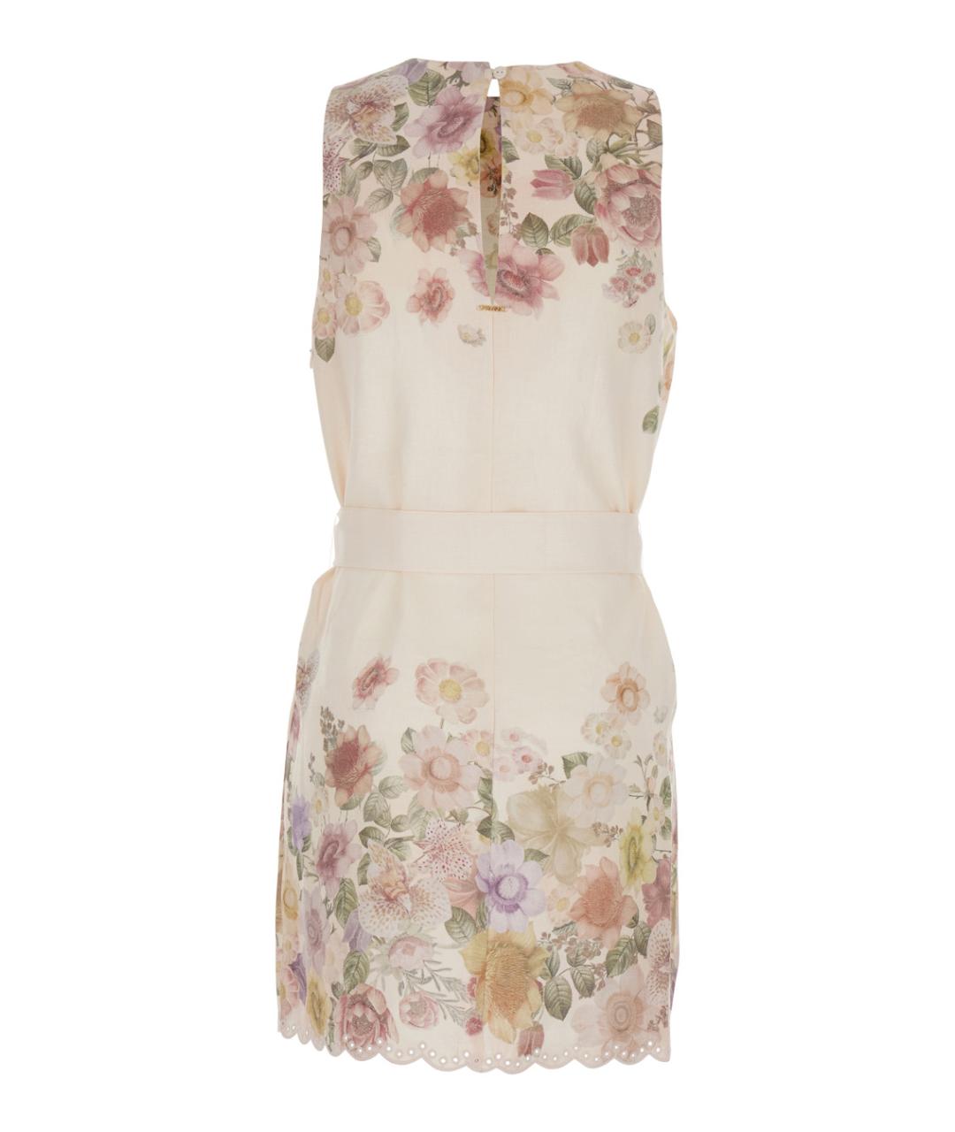 TWIN-SET Бежевое льняное повседневное платье, фото 2