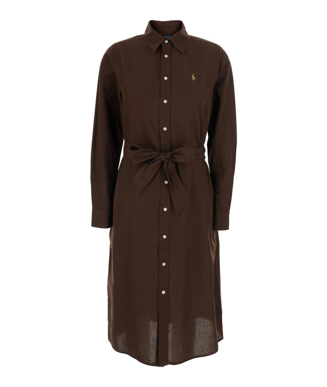 POLO RALPH LAUREN Коричневое хлопковое повседневное платье, фото 1