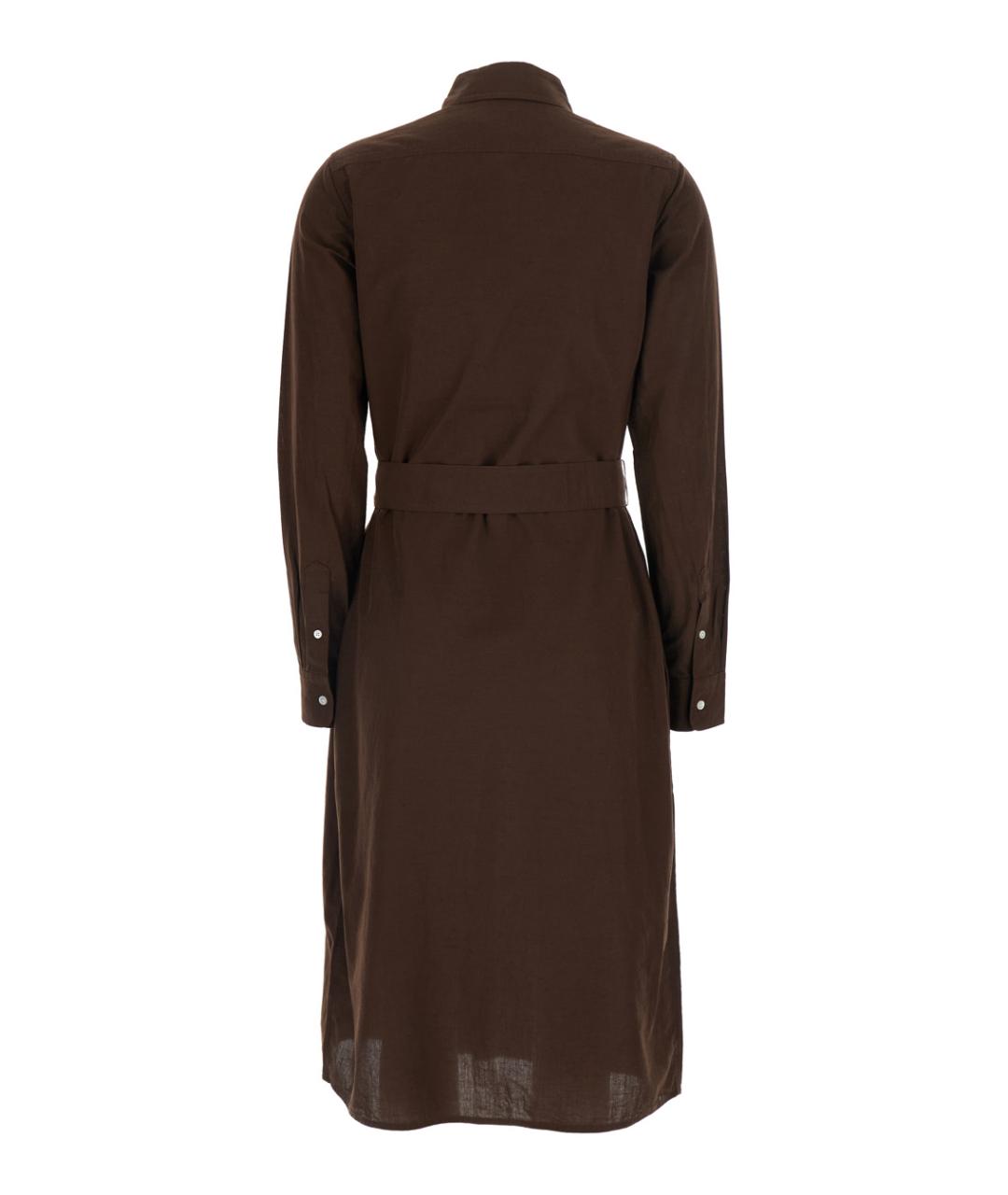 POLO RALPH LAUREN Коричневое хлопковое повседневное платье, фото 2