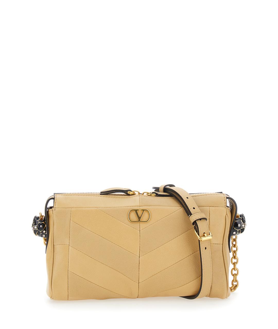 VALENTINO Бежевая кожаная сумка через плечо, фото 1