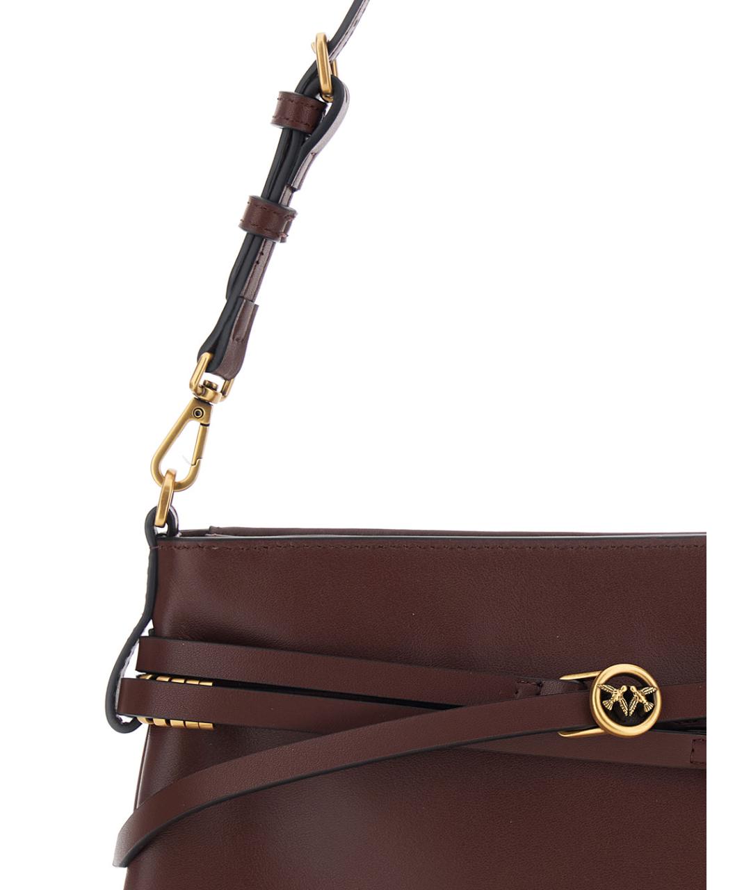 PINKO Бордовая кожаная сумка через плечо, фото 3
