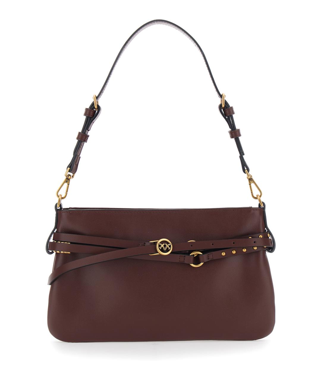 PINKO Бордовая кожаная сумка через плечо, фото 1