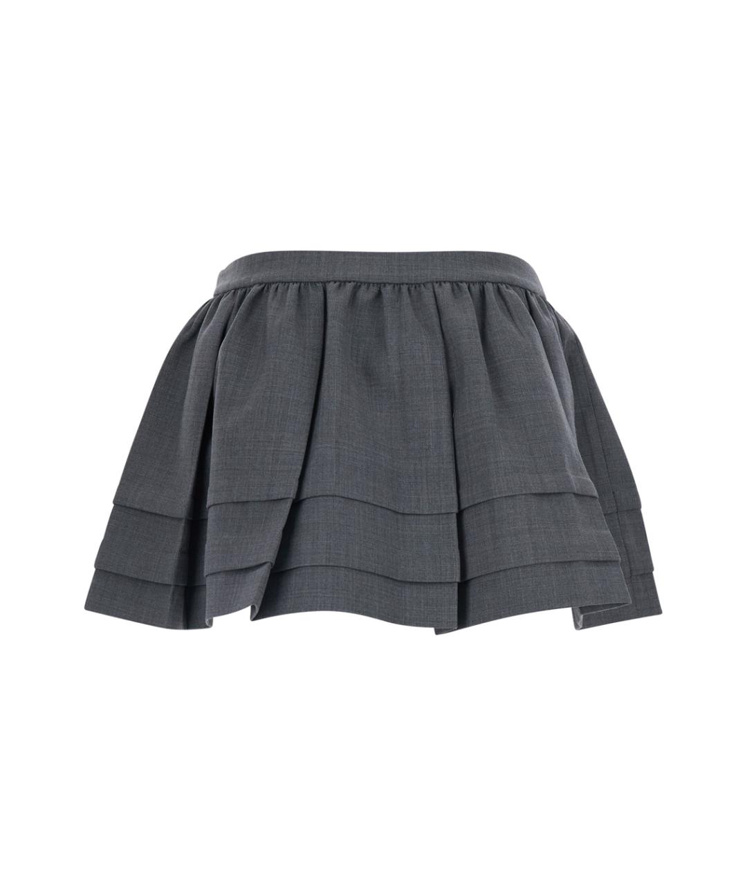 SHUSHU/TONG Серая шерстяная юбка мини, фото 2