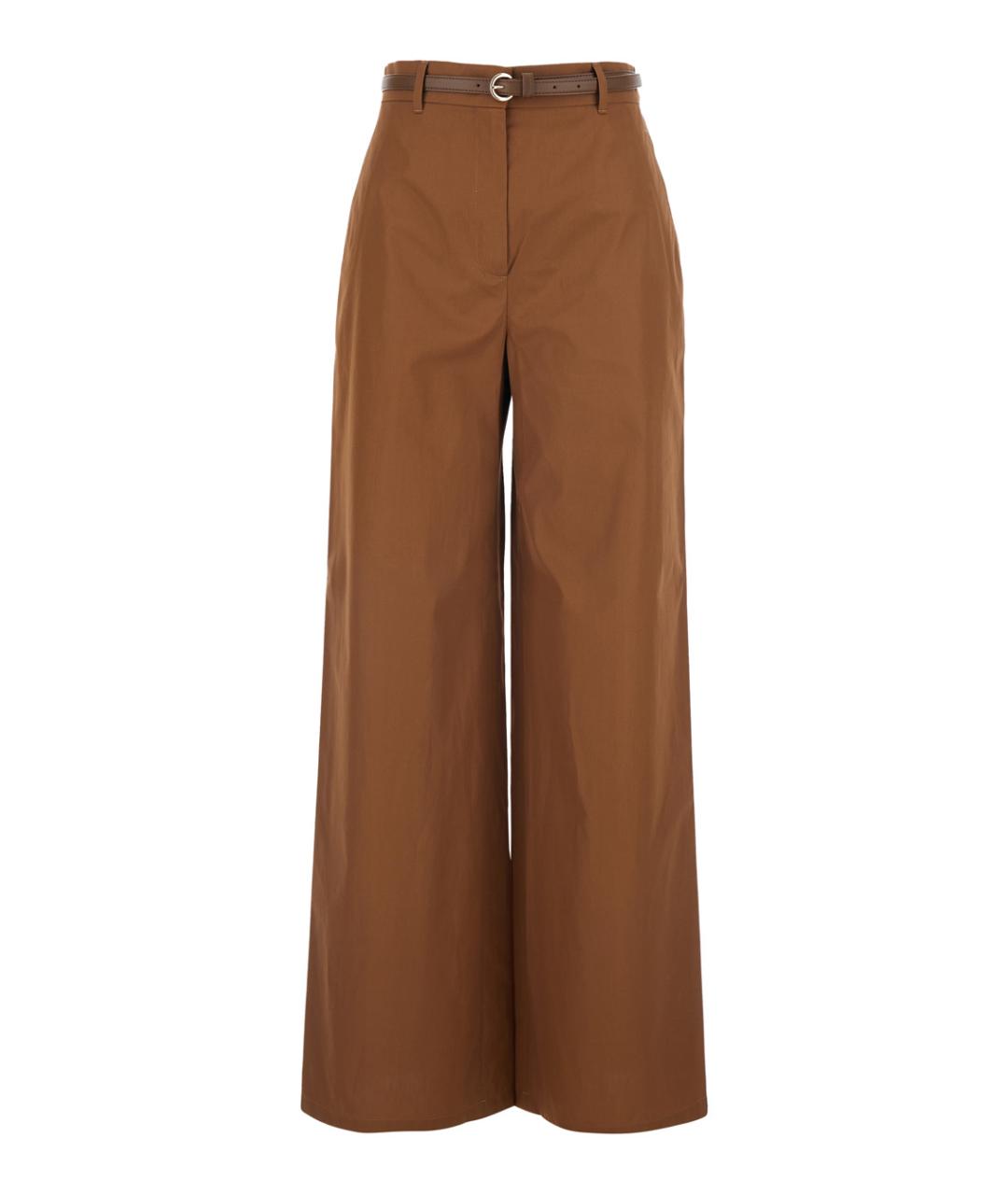 MAX MARA STUDIO Серые хлопковые прямые брюки, фото 1