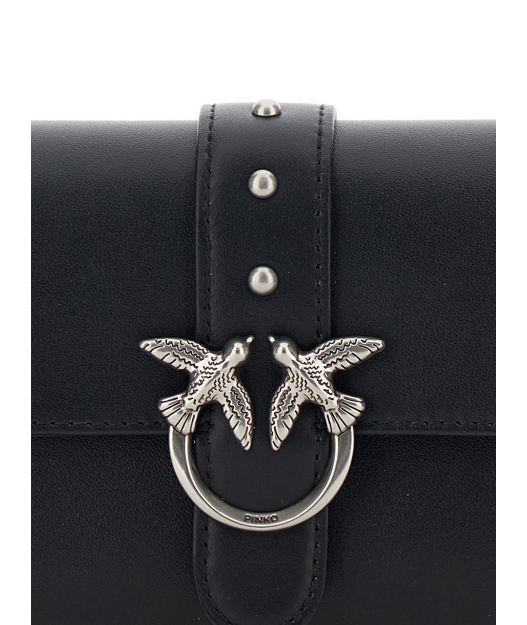 PINKO Черная кожаная сумка через плечо, фото 3