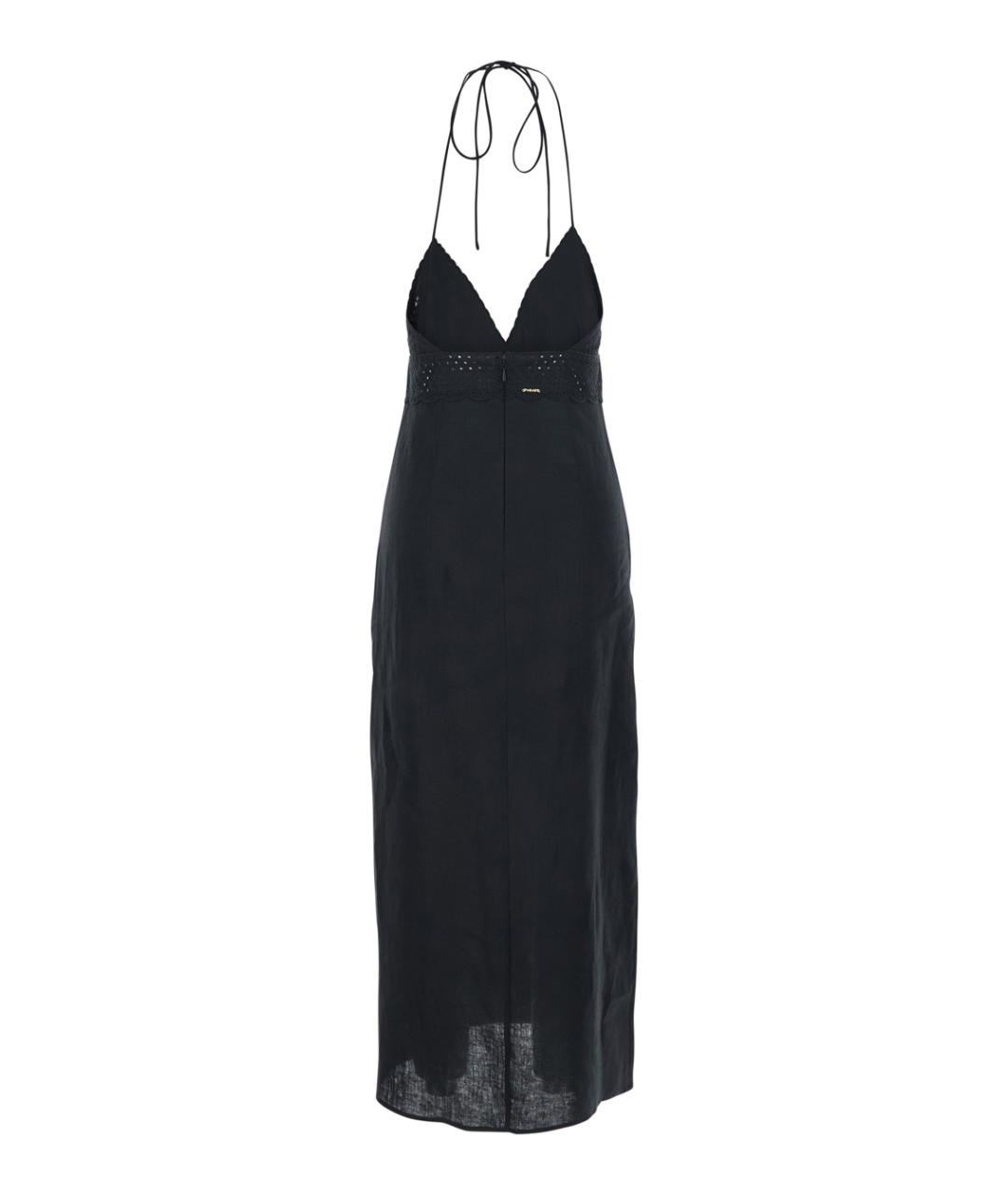 TWIN-SET Черное льняное повседневное платье, фото 2