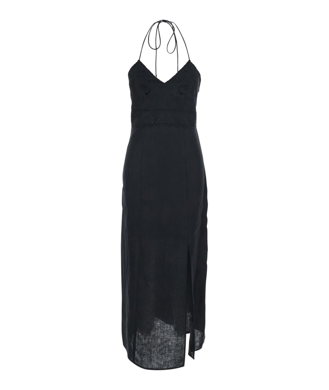 TWIN-SET Черное льняное повседневное платье, фото 1