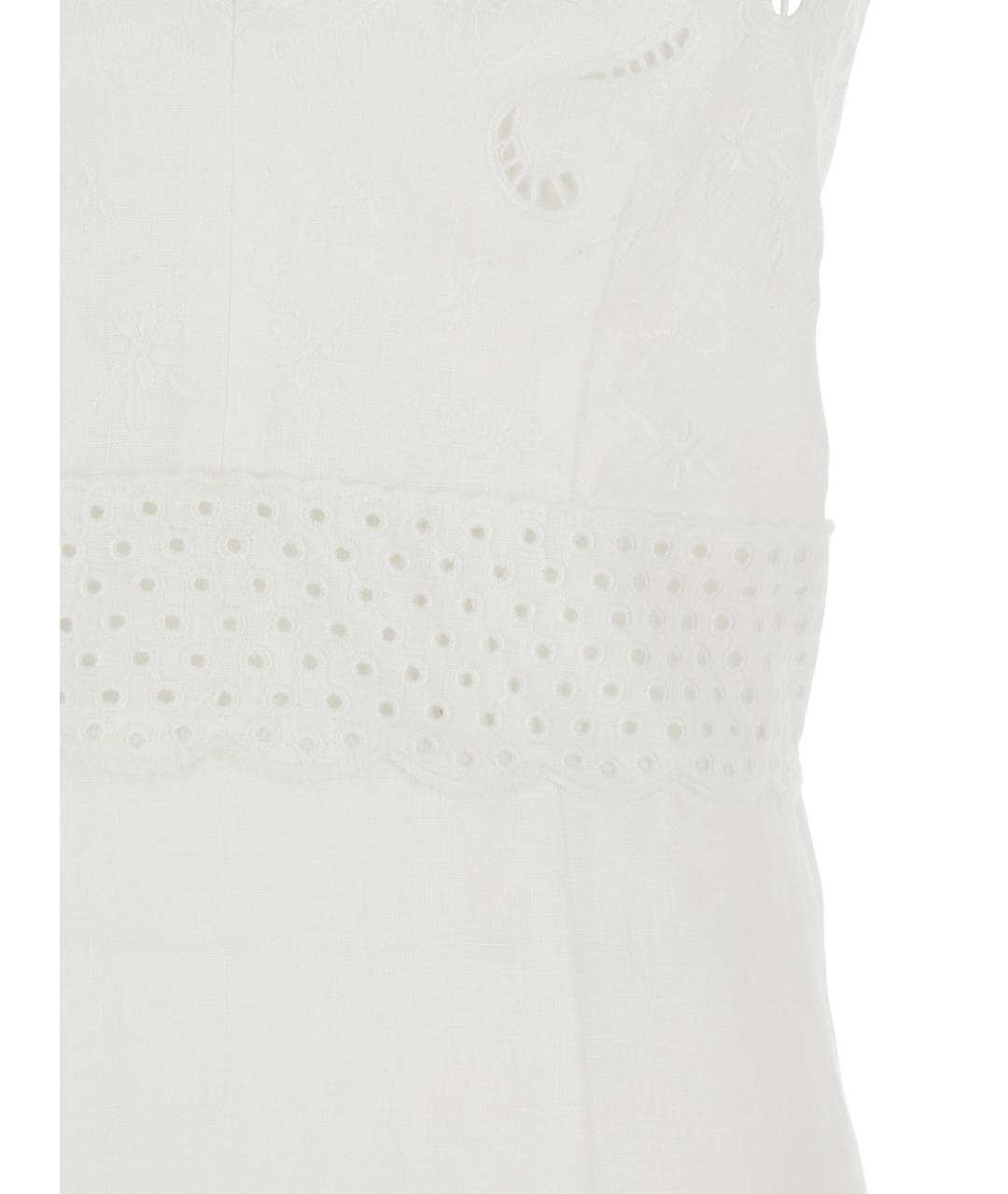 TWIN-SET Белое льняное повседневное платье, фото 3