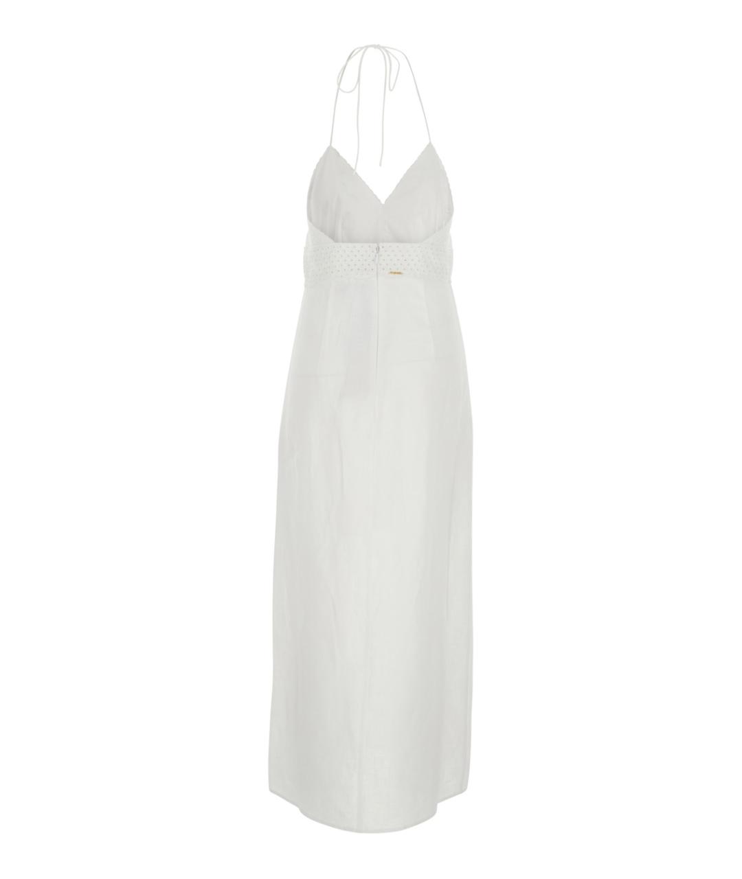 TWIN-SET Белое льняное повседневное платье, фото 2