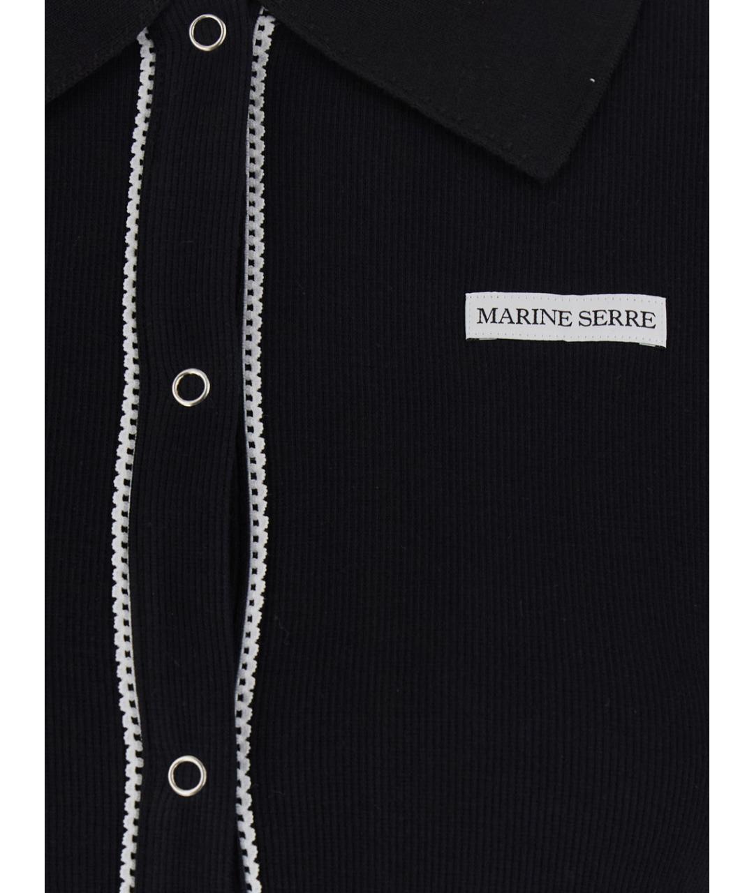 MARINE SERRE Черная хлопковая футболка, фото 3