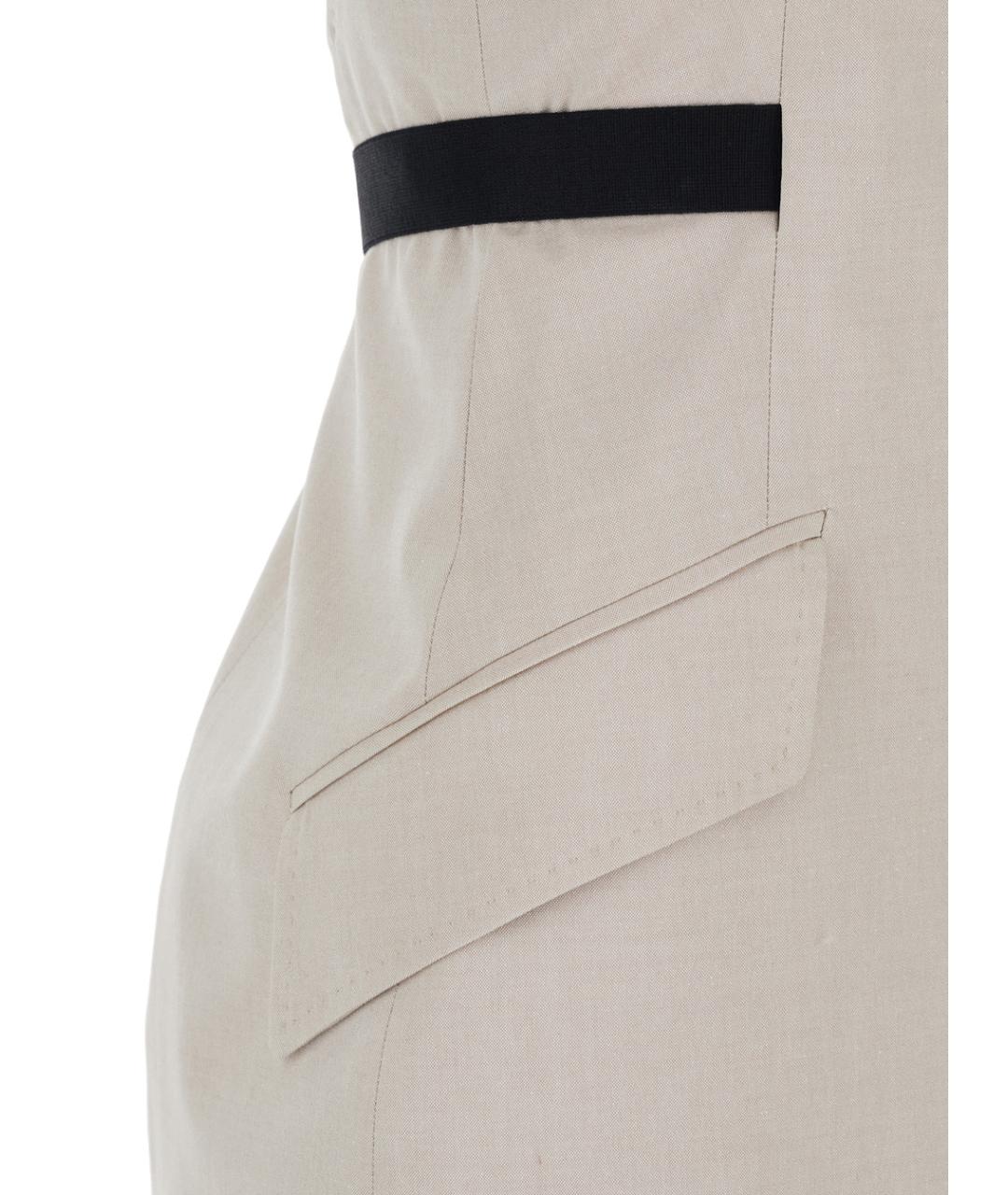 MAX MARA Бежевое хлопковое повседневное платье, фото 3