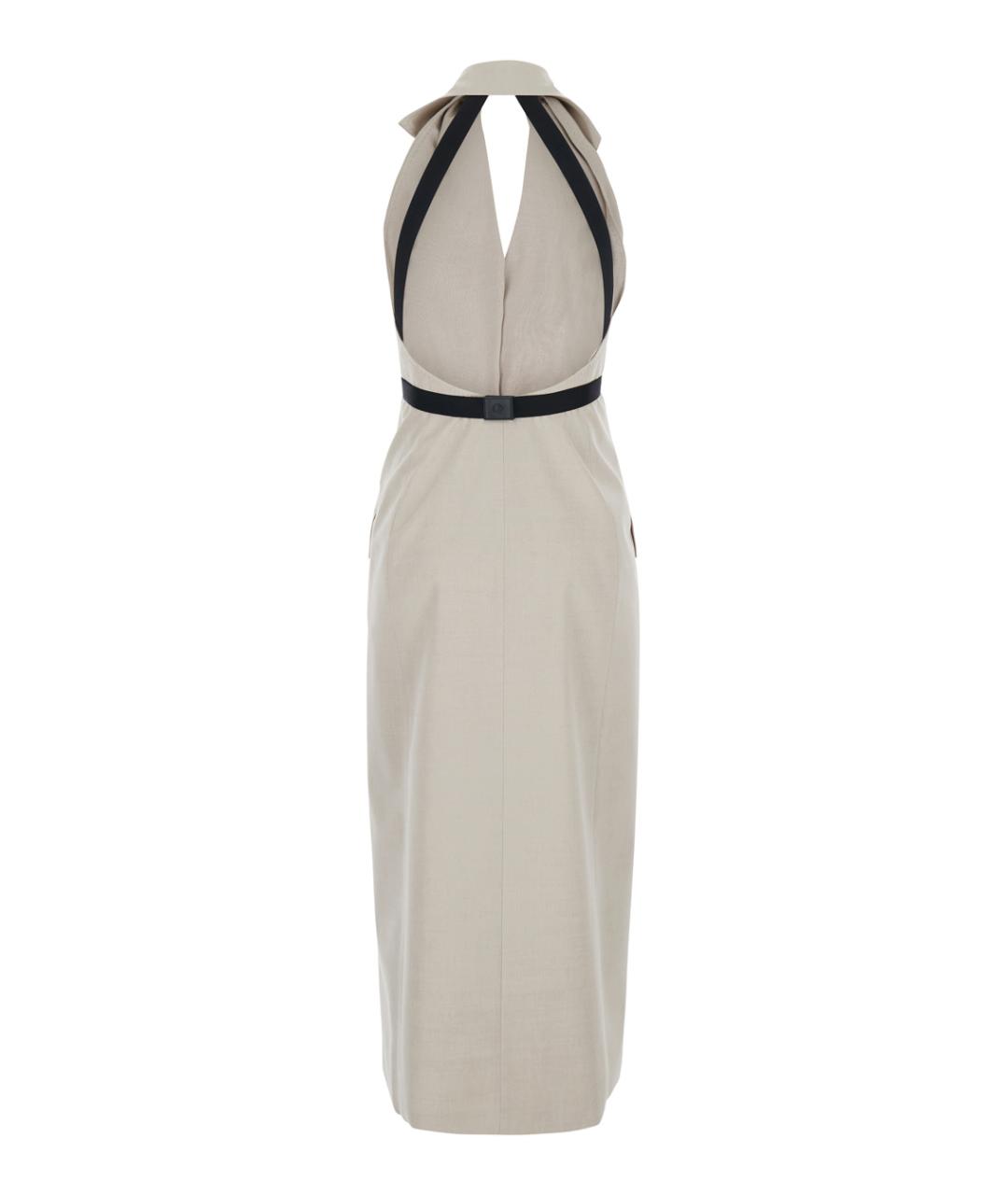 MAX MARA Бежевое хлопковое повседневное платье, фото 2