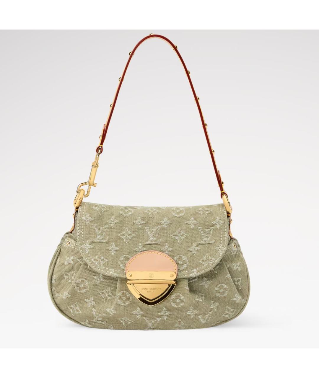 LOUIS VUITTON Хаки деним сумка с короткими ручками, фото 5