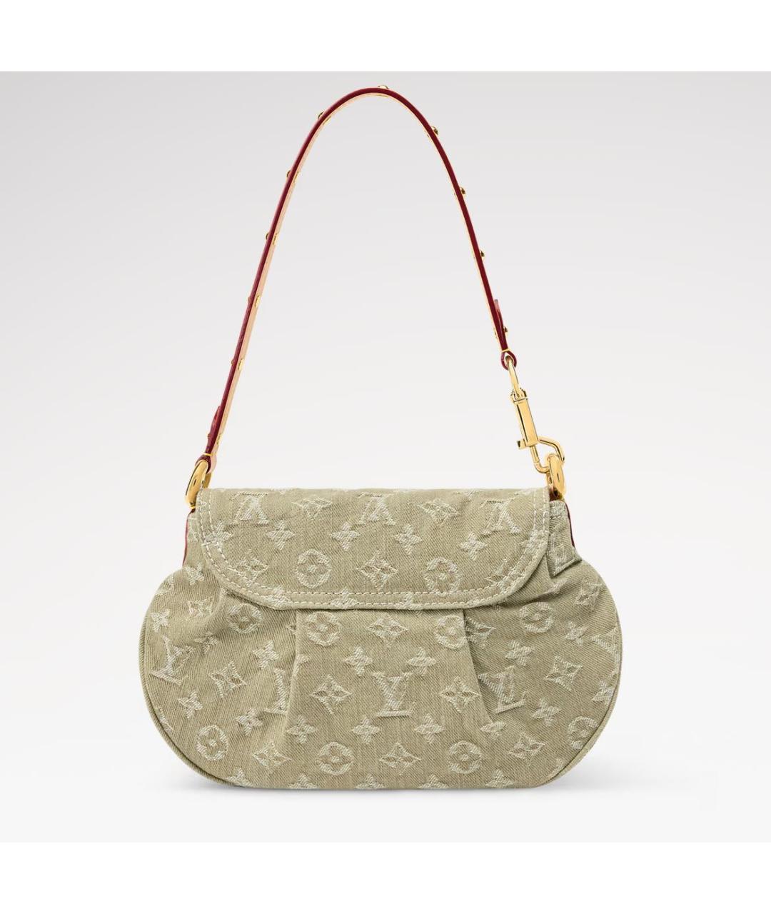 LOUIS VUITTON Хаки деним сумка с короткими ручками, фото 3