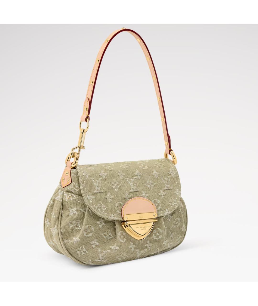 LOUIS VUITTON Хаки деним сумка с короткими ручками, фото 2