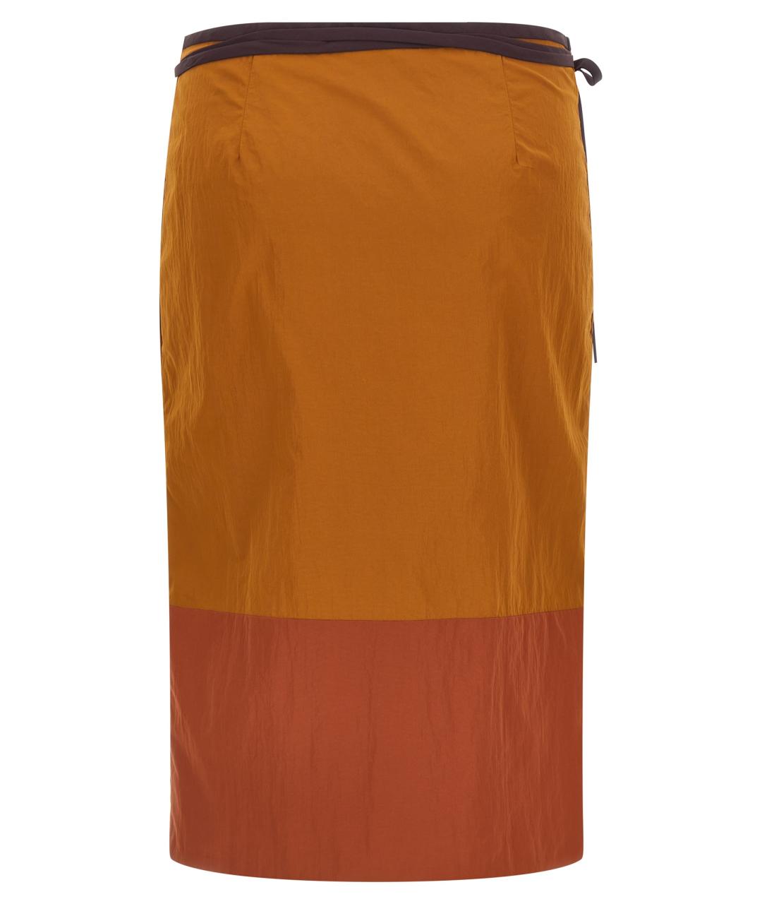 SAINT LAURENT Оранжевая полиамидовая юбка миди, фото 2