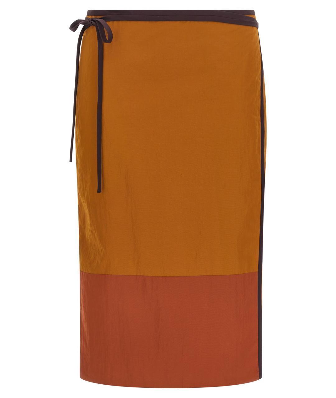 SAINT LAURENT Оранжевая полиамидовая юбка миди, фото 1