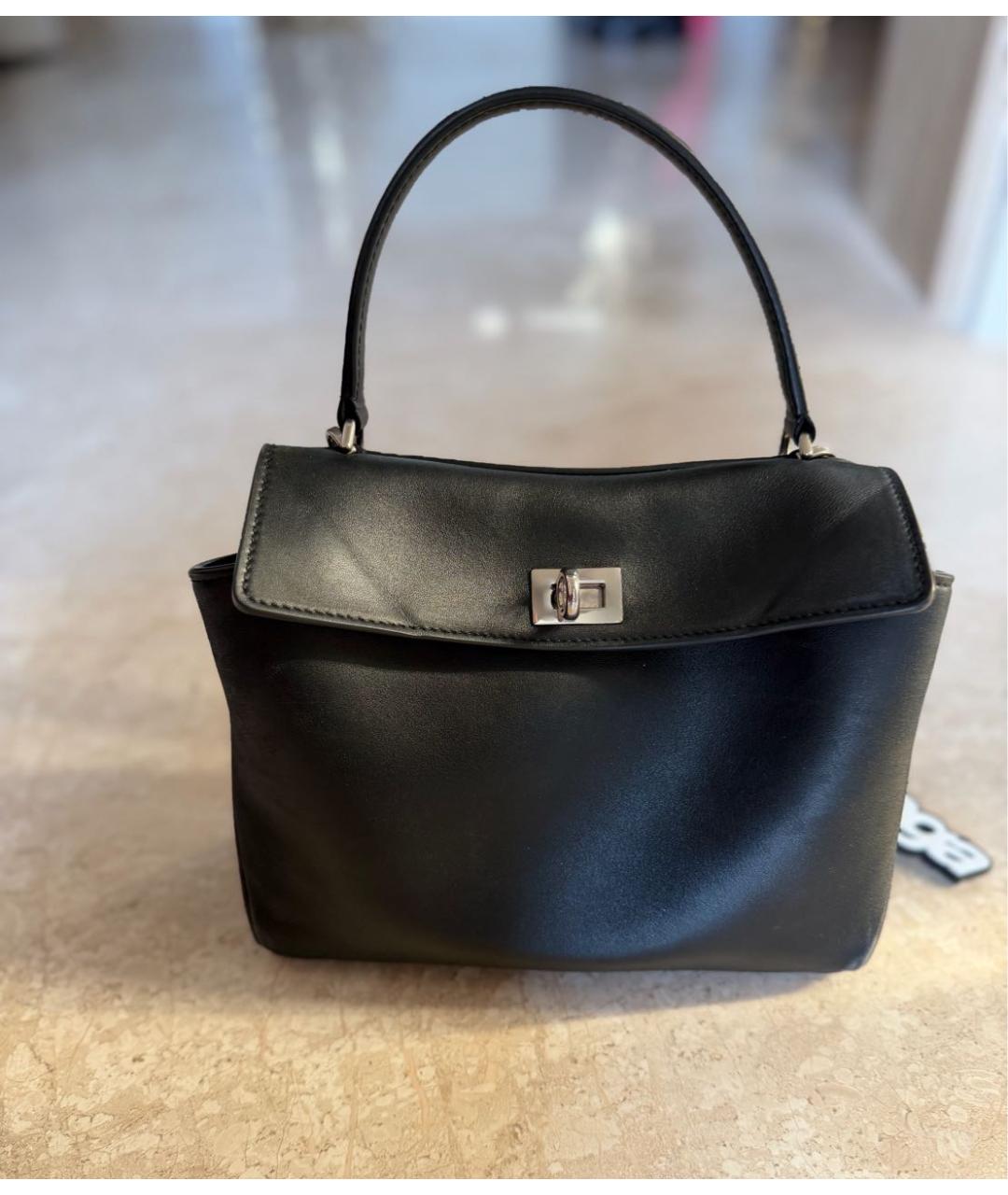 BALENCIAGA Черная кожаная сумка с короткими ручками, фото 7