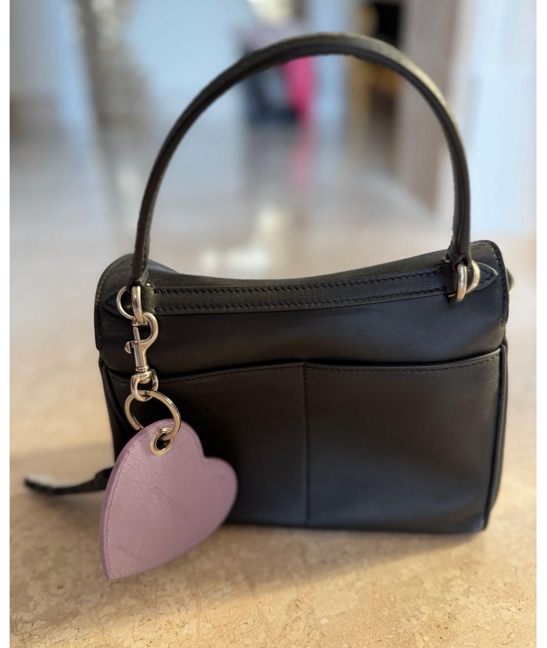 BALENCIAGA Черная кожаная сумка с короткими ручками, фото 3